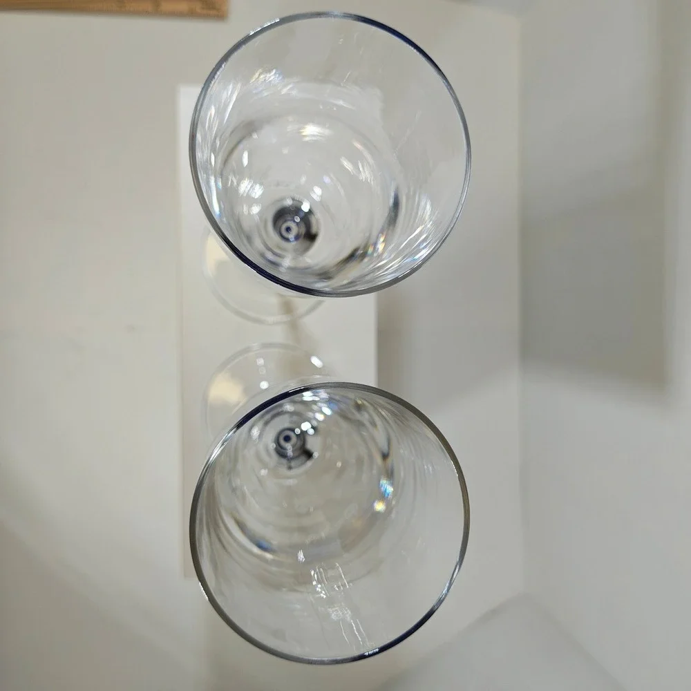 Cristal D'Arques Venice Saphir Blue Teardrop Champagne Flutes Set of 2 French